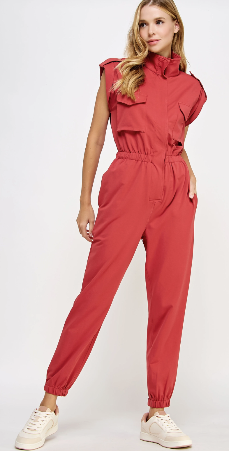 Red utility jumpsuit womens on sale