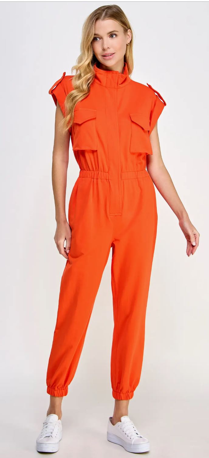 Kyra Sleeveless Utility Jumpsuit with Pockets Heart 2 Home Gifts