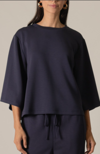 P. CILL Butter Modal 3/4 Sleeve Top: Black or Blue