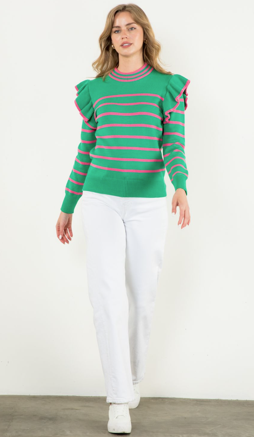 Baily Pink & Green Sweater