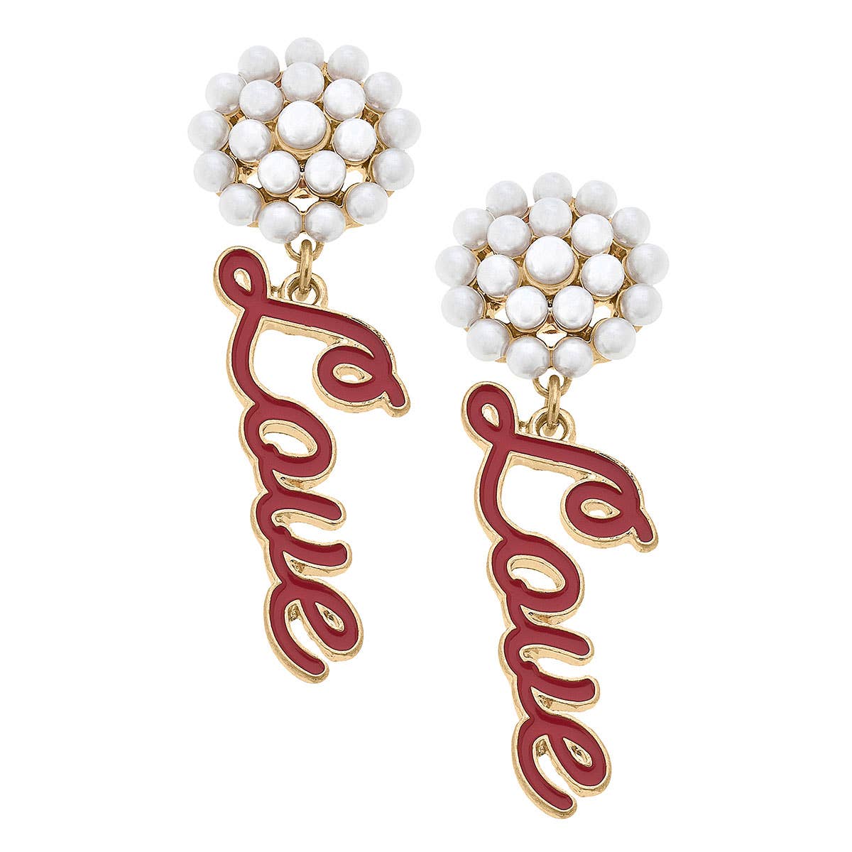 Love Enamel Earrings in Red