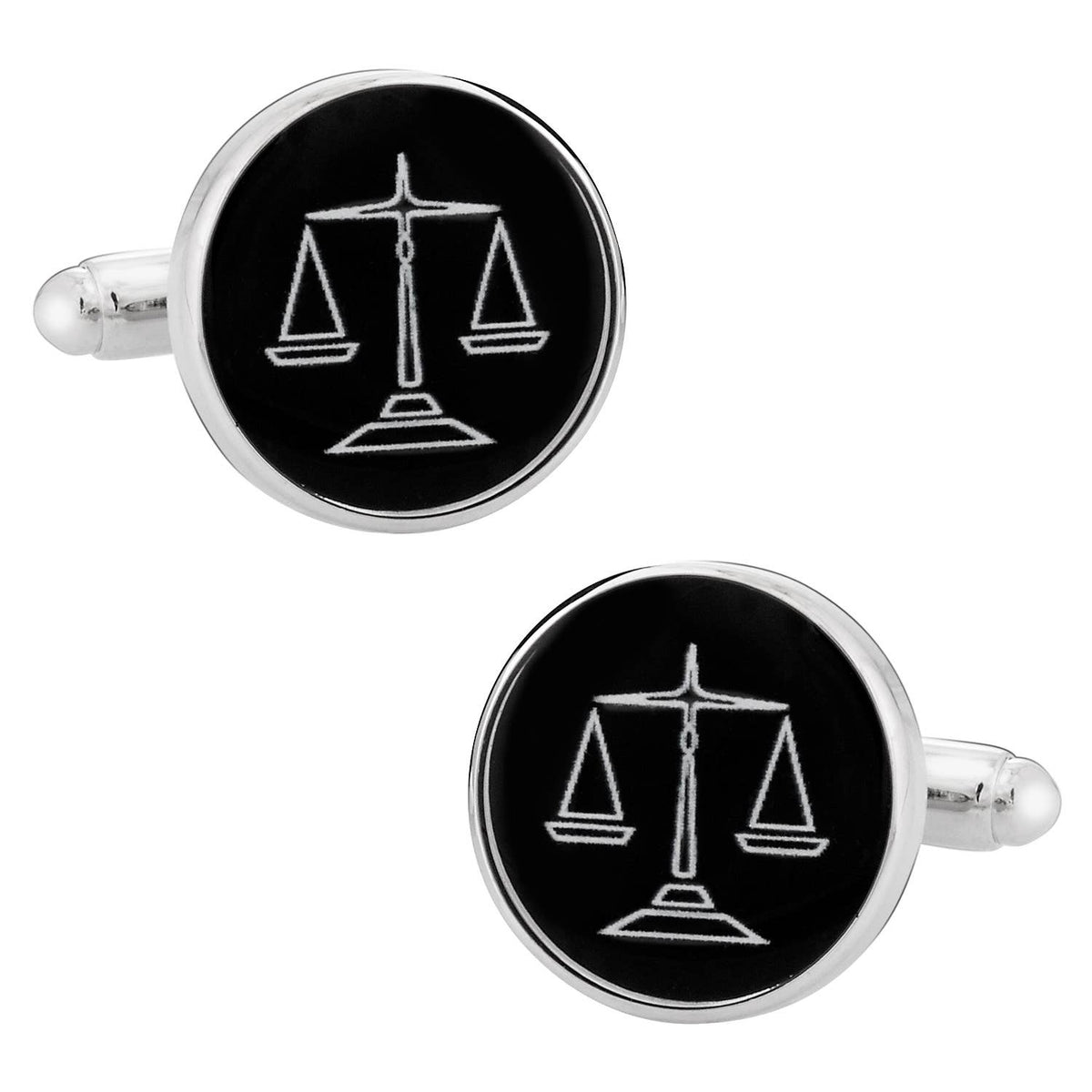 Attorney Lawyer Scales of Justice Silver Black Cufflinks