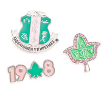 AKA Sorority Pin Set Pink Green