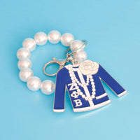 Zeta Phi Beta Blue and White Sorority Keychain: 4.25 x 3.25 inches / Blue and White / Rhodium